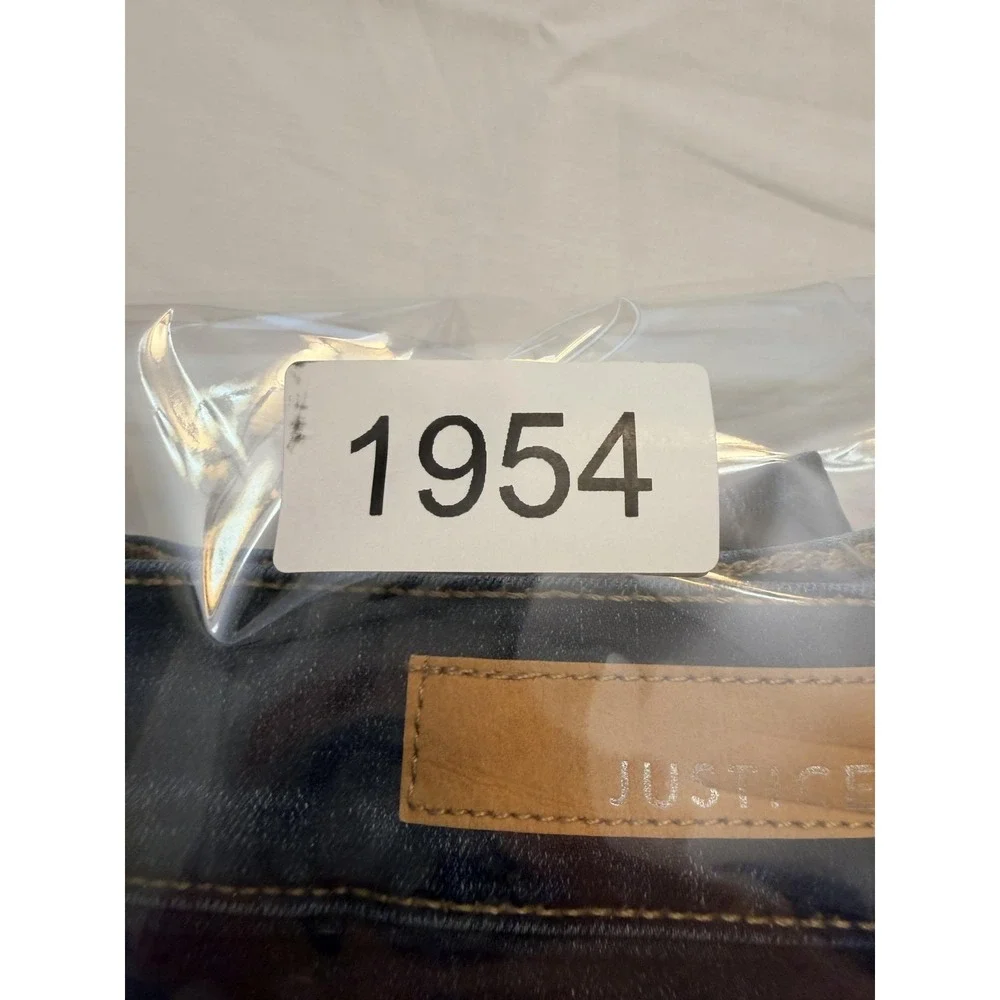 Justice Jeans‎ Girls 10 Slim Blue Skinny Dark Wash Distressed Button Fly Denim